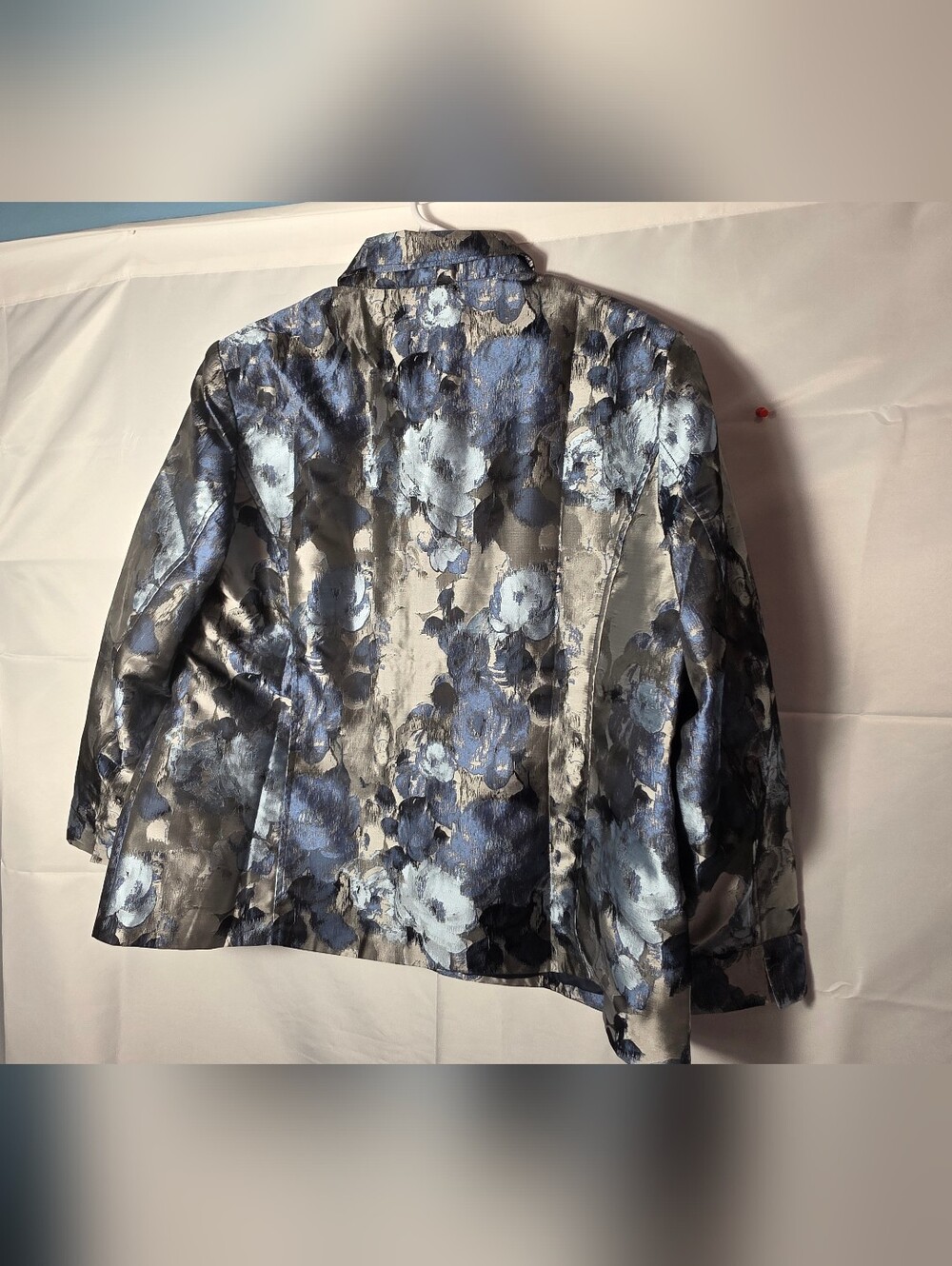 Draper's & Damon's Women's Blue Floral Jacquard Blazer Jacket 2xl Vintage 90's - Picture 5 of 6